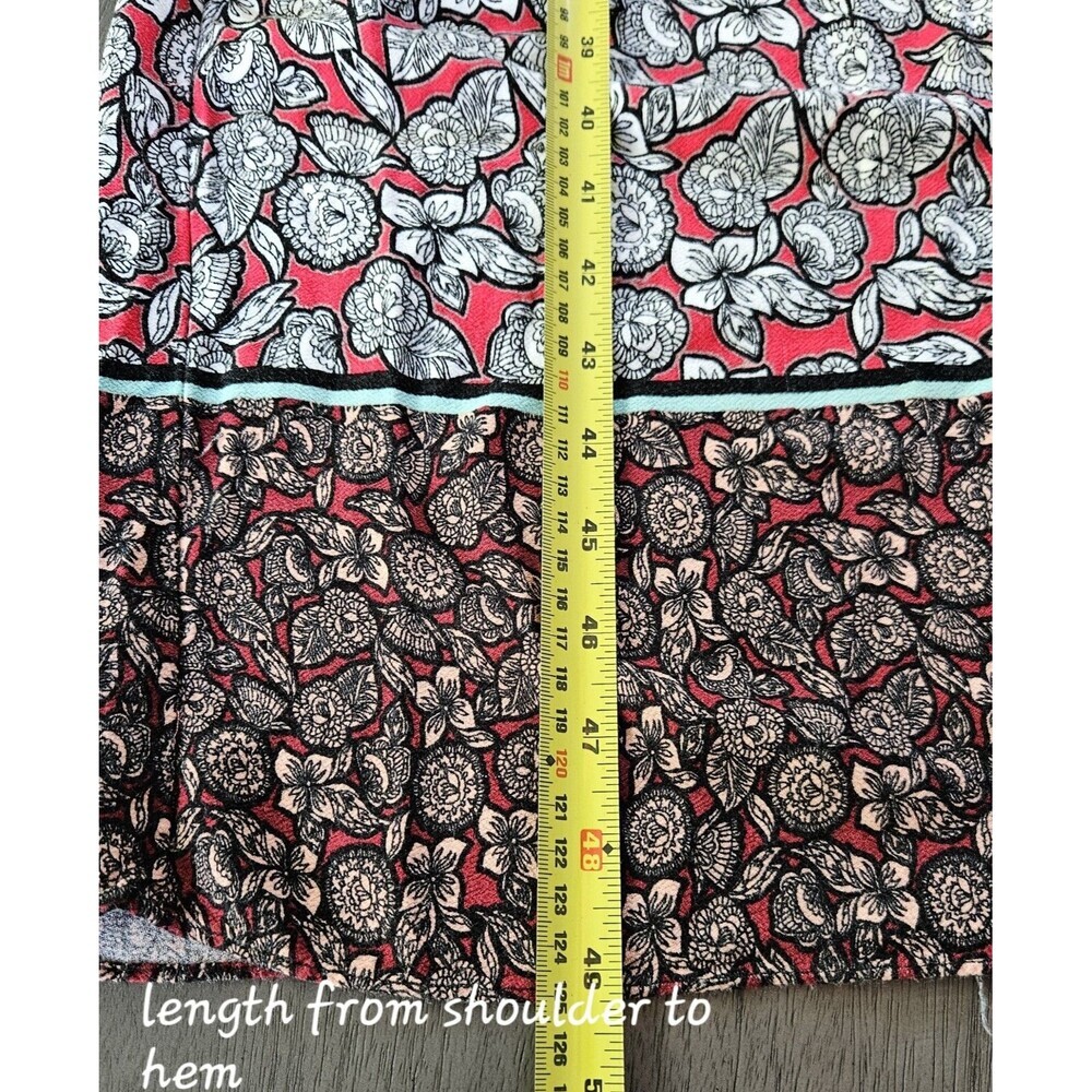 Democracy Red Floral Wrap Tie Wide Leg Jumpsuit S Short Sleeve Boho Festival - Picture 7 of 13